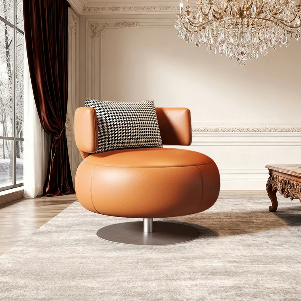 LIVARA Swivel Chair Soft Silicone Leather UTTP Honeycomb Foam High Resilience Modern Design - Orange