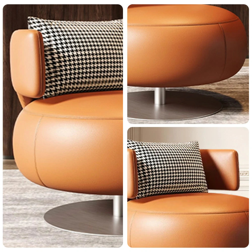 LIVARA Swivel Chair Soft Silicone Leather UTTP Honeycomb Foam High Resilience Modern Design - Orange