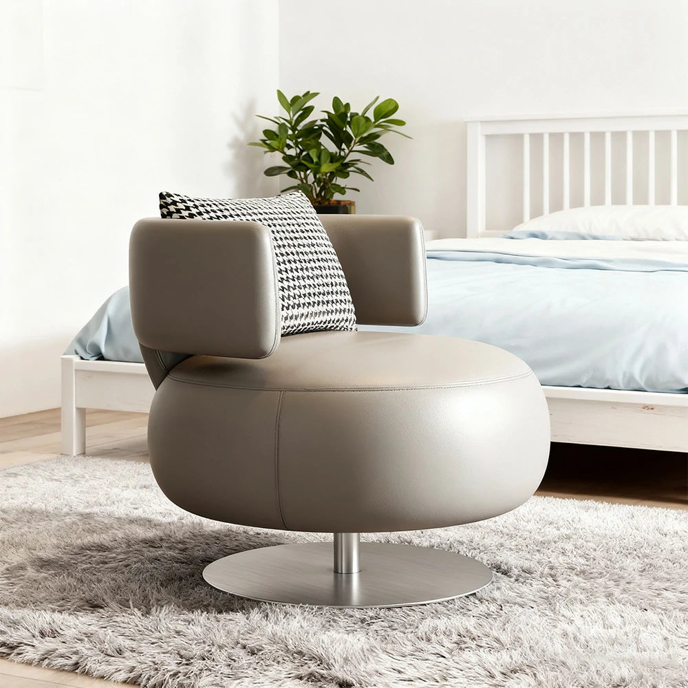LIVARA Swivel Chair Soft Silicone Leather UTTP Honeycomb Foam High Resilience Modern Design - Grey