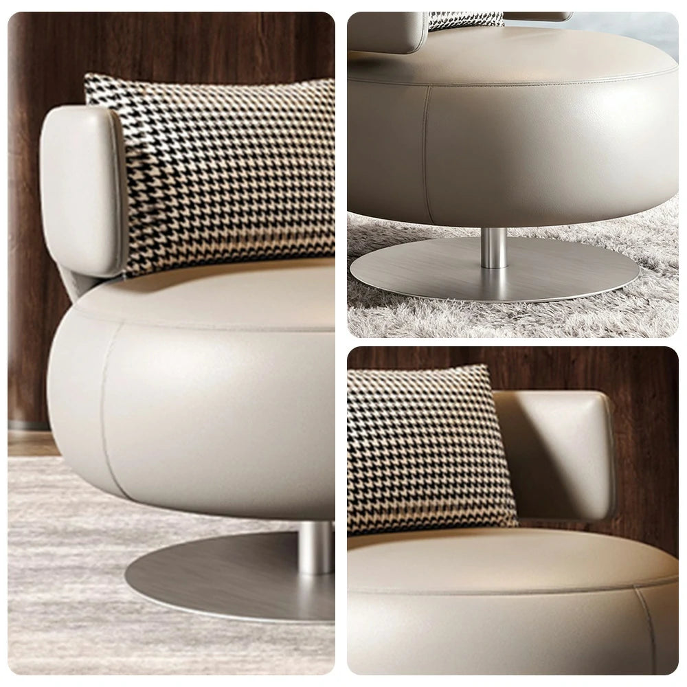 LIVARA Swivel Chair Soft Silicone Leather UTTP Honeycomb Foam High Resilience Modern Design - Grey