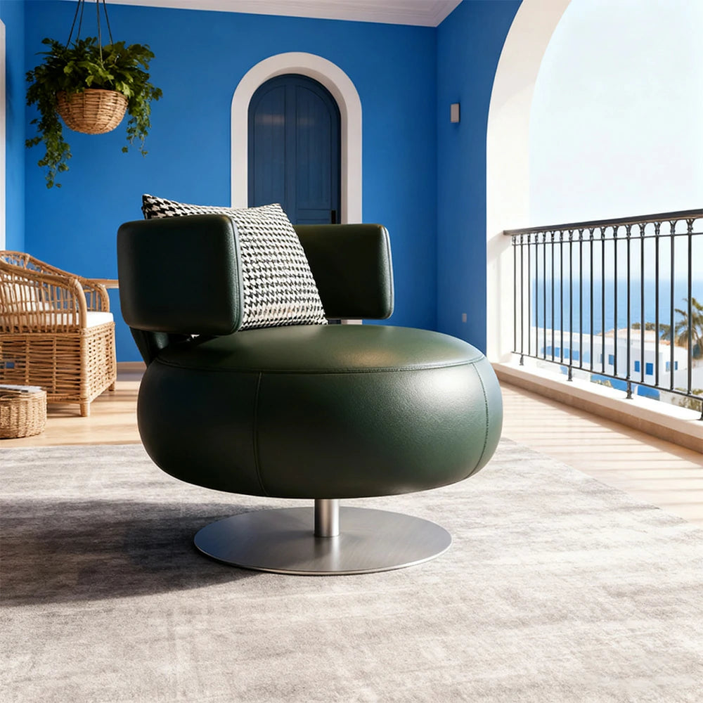 LIVARA Swivel Chair Soft Silicone Leather UTTP Honeycomb Foam High Resilience Modern Design - Green