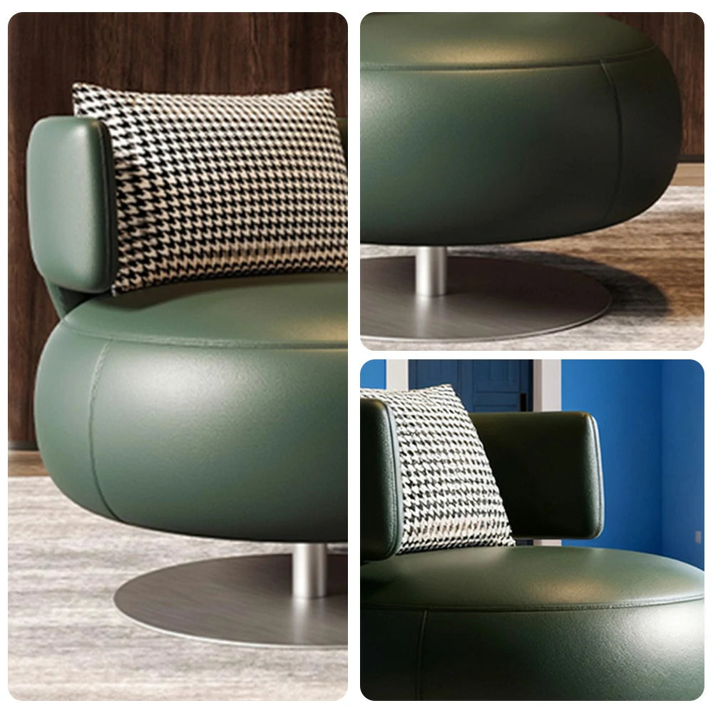 LIVARA Swivel Chair Soft Silicone Leather UTTP Honeycomb Foam High Resilience Modern Design - Green