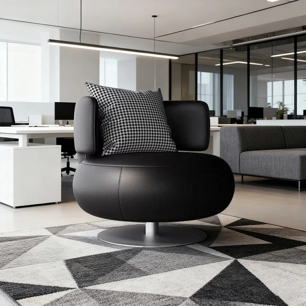 LIVARA Swivel Chair Soft Silicone Leather UTTP Honeycomb Foam High Resilience Modern Design - Black