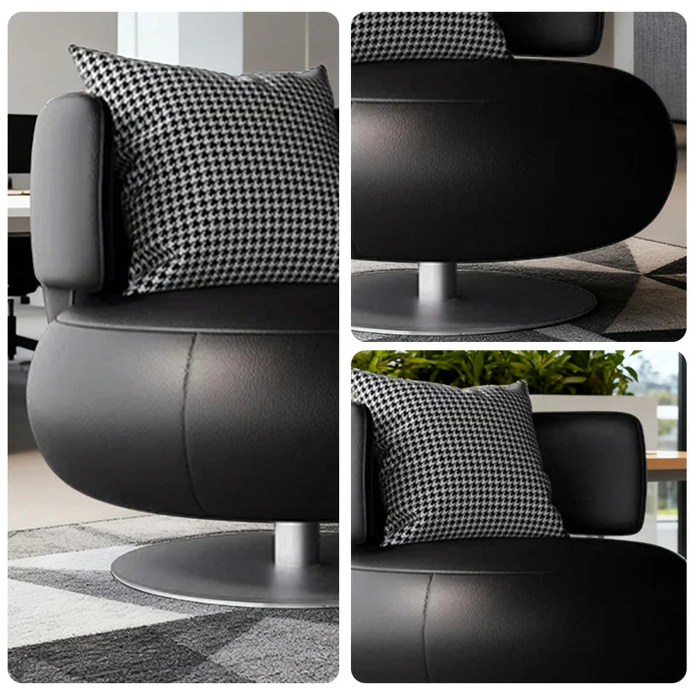 LIVARA Swivel Chair Soft Silicone Leather UTTP Honeycomb Foam High Resilience Modern Design - Black