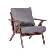 LIVARA Suede Accent Armchair - Solid Wood Frame with High-Density Foam Cushion, Ergonomic Design, Winter & Summer Use - Grey