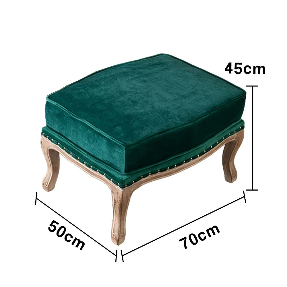 LIVARA Green Orchid Embroidered Velvet Armchair with Matching Ottoman - Soft Velvet Upholstery, High-Resilience Cushion, Solid Wood Frame - Green
