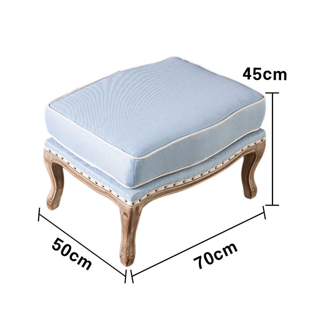 LIVARA Green Orchid Embroidered Velvet Armchair with Matching Ottoman - Soft Velvet Upholstery, High-Resilience Cushion, Solid Wood Frame - Blue