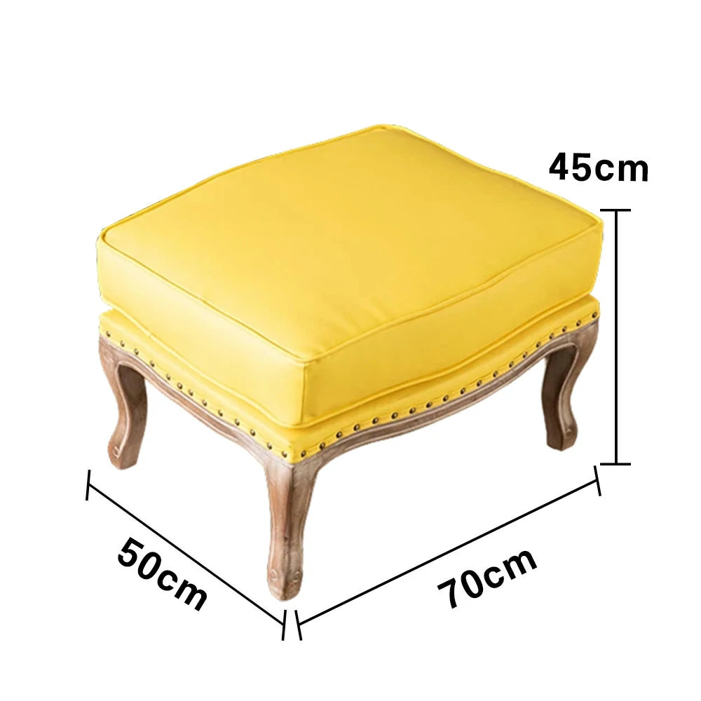 LIVARA Green Orchid Embroidered Velvet Armchair with Matching Ottoman - Soft Velvet Upholstery, High-Resilience Cushion, Solid Wood Frame - Yellow&White