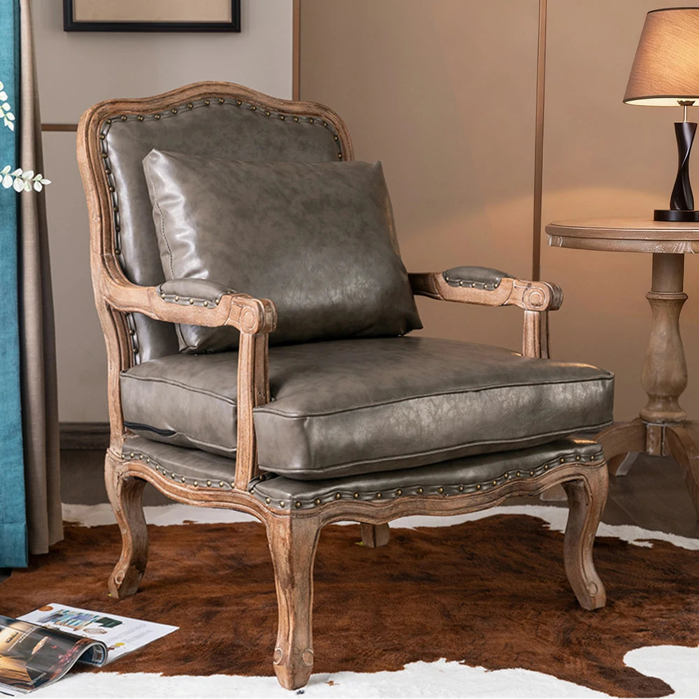 LIVARA Green Orchid Embroidered Velvet Armchair with Matching Ottoman - Soft Velvet Upholstery, High-Resilience Cushion, Solid Wood Frame - Coffee