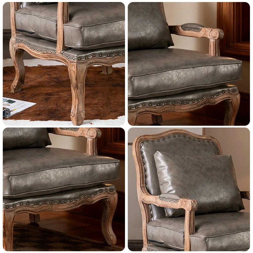 LIVARA Green Orchid Embroidered Velvet Armchair with Matching Ottoman - Soft Velvet Upholstery, High-Resilience Cushion, Solid Wood Frame - Coffee