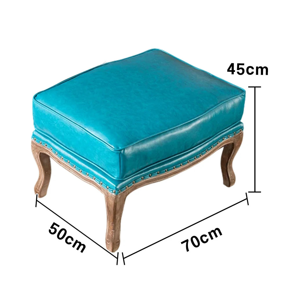 LIVARA Green Orchid Embroidered Velvet Armchair with Matching Ottoman - Soft Velvet Upholstery, High-Resilience Cushion, Solid Wood Frame - Blue