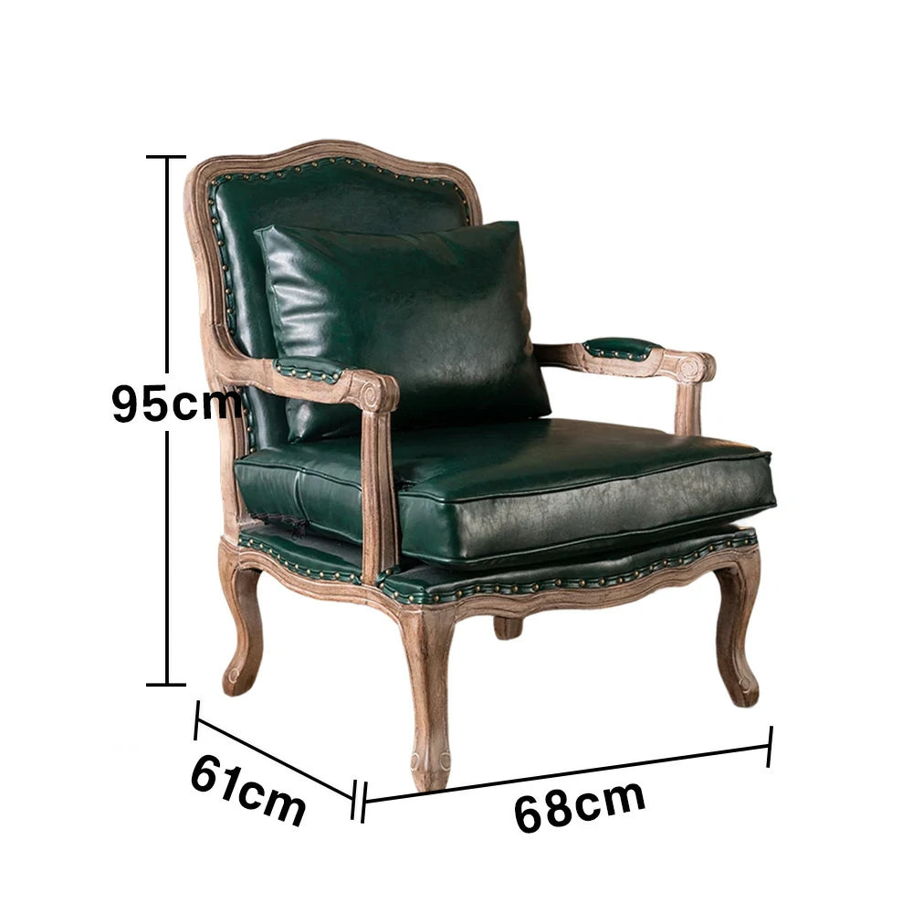 LIVARA Green Orchid Embroidered Velvet Armchair with Matching Ottoman - Soft Velvet Upholstery, High-Resilience Cushion, Solid Wood Frame - Green