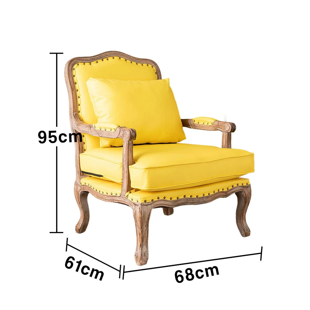 LIVARA Green Orchid Embroidered Velvet Armchair with Matching Ottoman - Soft Velvet Upholstery, High-Resilience Cushion, Solid Wood Frame - Yellow