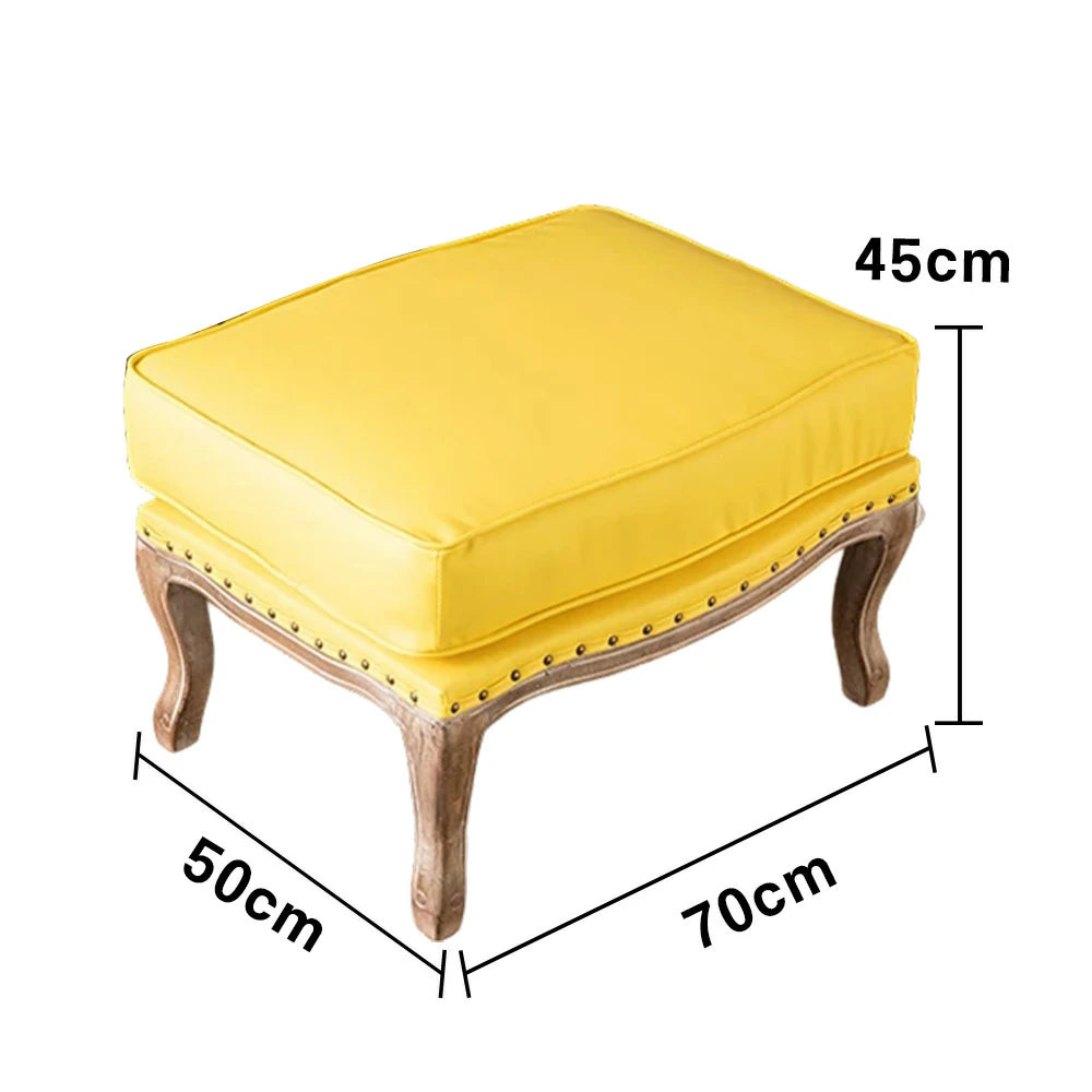 LIVARA Green Orchid Embroidered Velvet Armchair with Matching Ottoman - Soft Velvet Upholstery, High-Resilience Cushion, Solid Wood Frame - Yellow