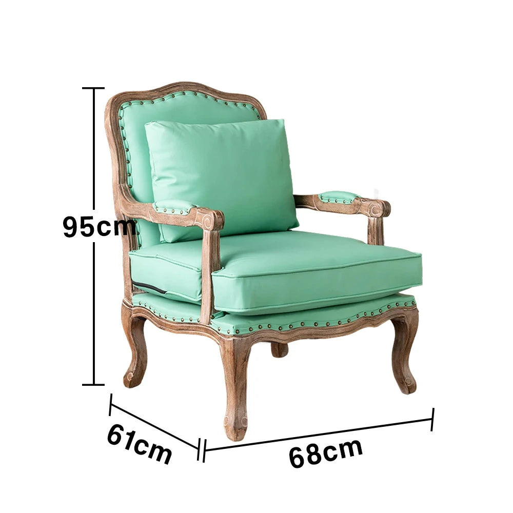 LIVARA Green Orchid Embroidered Velvet Armchair with Matching Ottoman - Soft Velvet Upholstery, High-Resilience Cushion, Solid Wood Frame - Green