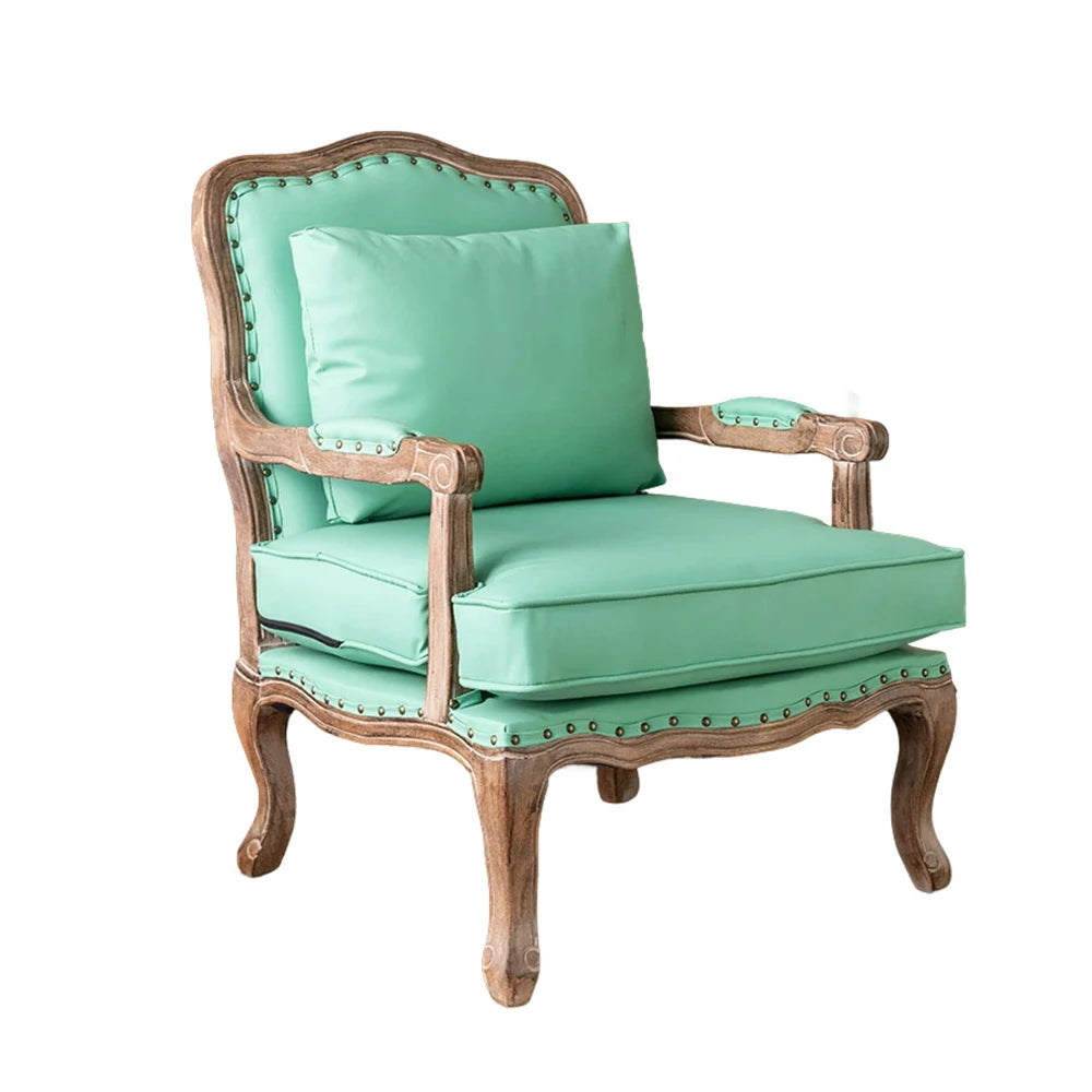 LIVARA Green Orchid Embroidered Velvet Armchair with Matching Ottoman - Soft Velvet Upholstery, High-Resilience Cushion, Solid Wood Frame - Green
