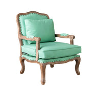 LIVARA Green Orchid Embroidered Velvet Armchair with Matching Ottoman - Soft Velvet Upholstery, High-Resilience Cushion, Solid Wood Frame - Green