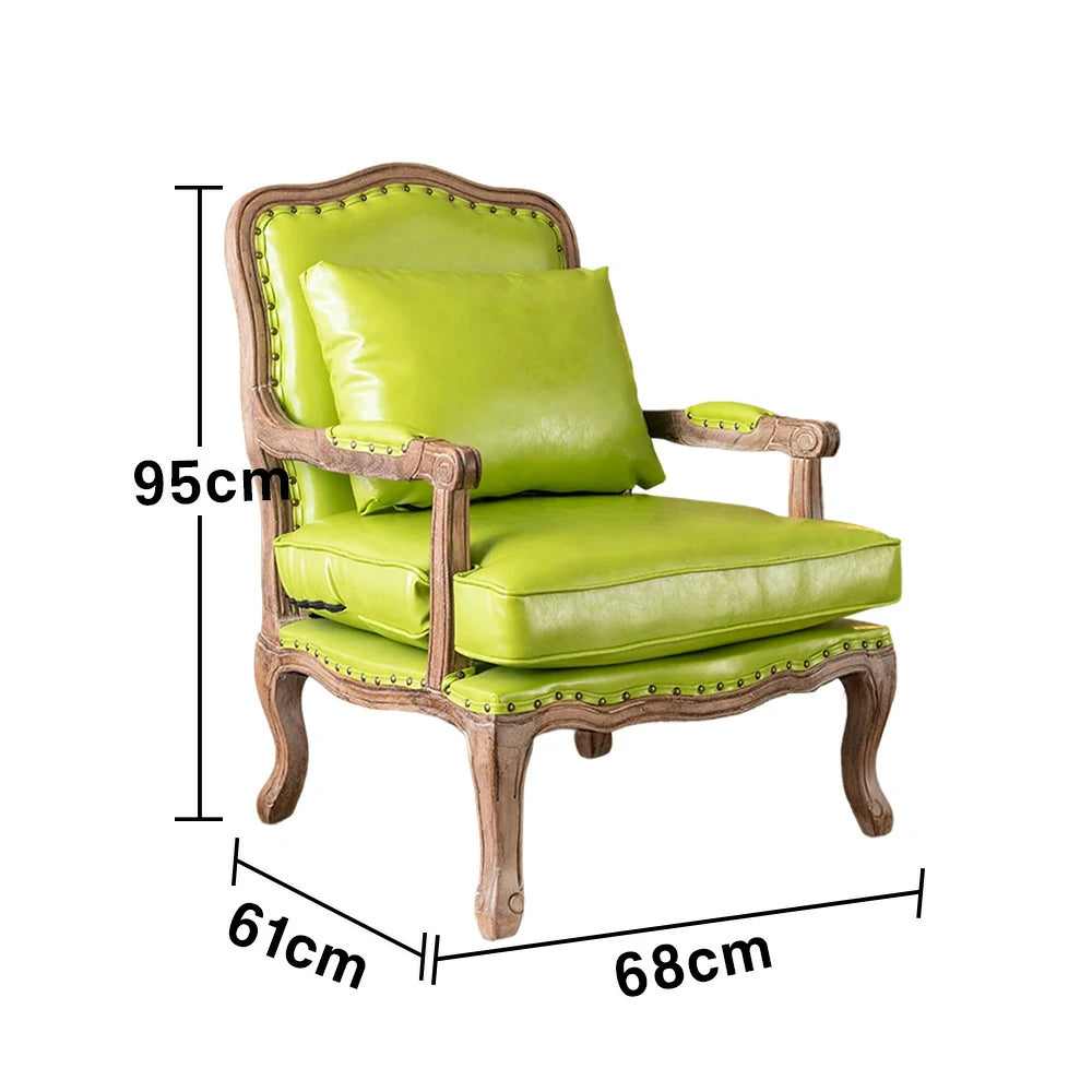 LIVARA Green Orchid Embroidered Velvet Armchair with Matching Ottoman - Soft Velvet Upholstery, High-Resilience Cushion, Solid Wood Frame - Green