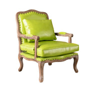 LIVARA Green Orchid Embroidered Velvet Armchair with Matching Ottoman - Soft Velvet Upholstery, High-Resilience Cushion, Solid Wood Frame - Green