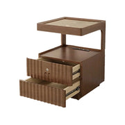 LIVARA Wooden Bedside Table - Lockable Drawer with Motion Sensor LED Light, 40cm Storage Nightstand for Bedroom - Natural Wood