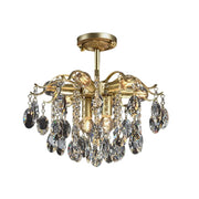 LIVARA Gold Crystal Chandelier 40/50/65cm Warm Light, E14 LED Pendant Light with Iron Frame & Sparkling Crystal Drops for Living Room Bedroom