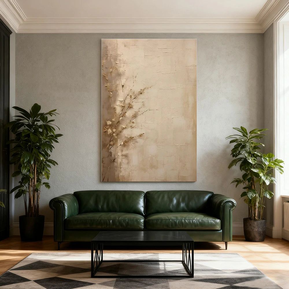 LIVARA Hand-Painted Oil Painting 60/80/120cm - Premium Canvas Artwork Featuring Natural Shades and Balanced Lines