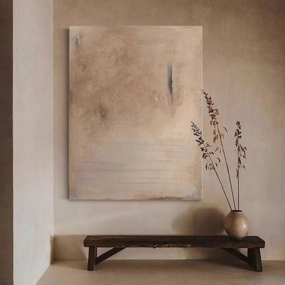 LIVARA Hand-Painted Oil Painting 60/80/120cm - Elegant Wall Accent with Textured Detail and Gentle Neutral Palette