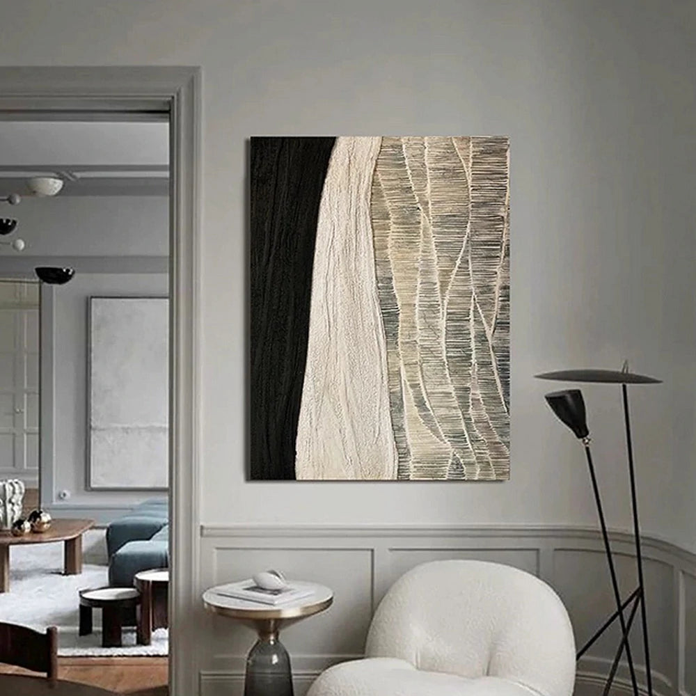 LIVARA Hand-Painted Oil Painting 60/80/120cm - Modern Abstract Canvas Art in Neutral Tones That Brings Calm and Warmth to Any Living Space