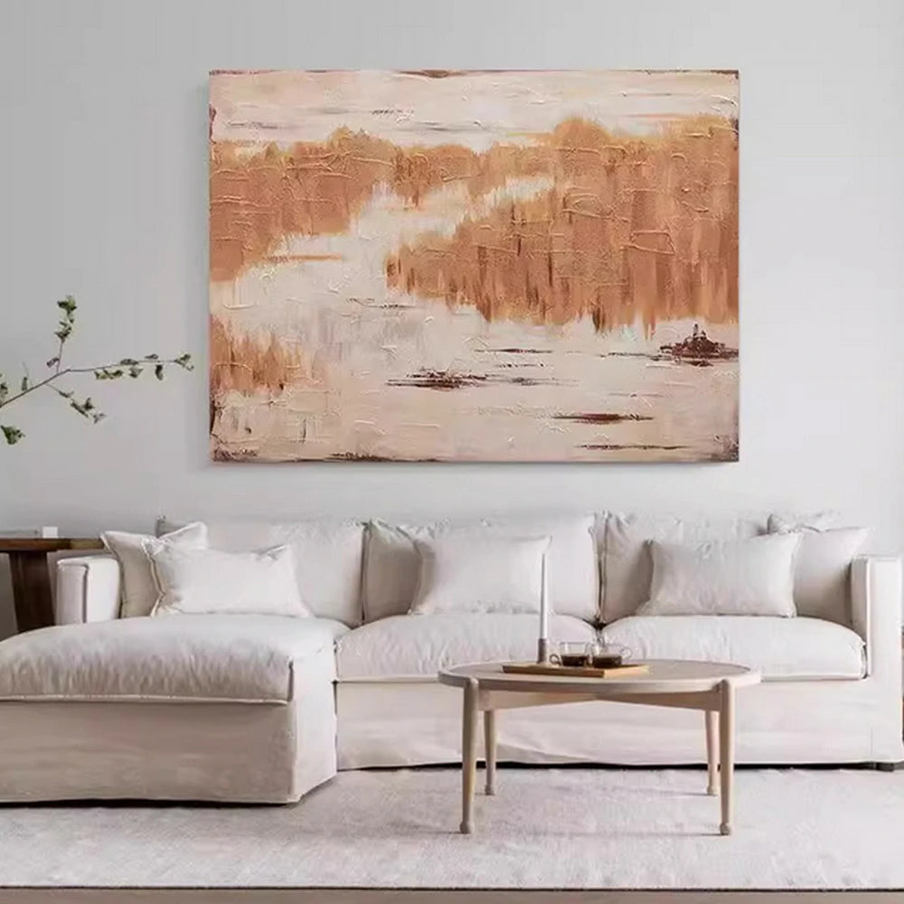 LIVARA Hand-Painted Oil Painting 60/80/120cm - Contemporary Neutral Tones and Organic Shapes for Effortless Home Styling