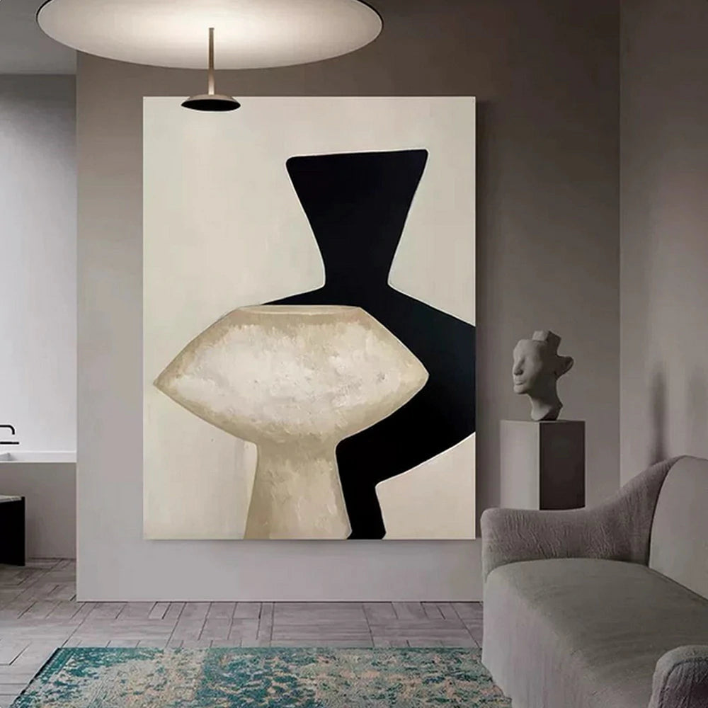 LIVARA Hand-Painted Oil Painting 60/80/120cm - Layered Abstract Canvas Design for Balanced and Refined Room Atmosphere