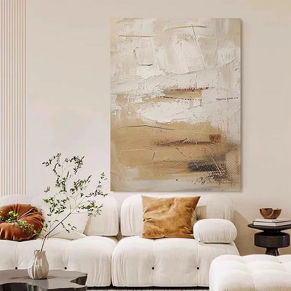 LIVARA Hand-Painted Oil Painting 60/80/120cm - Modern Textured Canvas in Calm Shades Creating Peaceful and Stylish Ambience