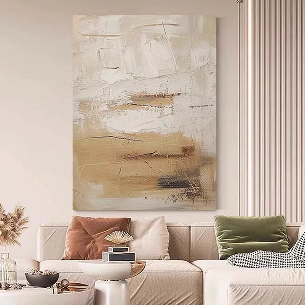 LIVARA Hand-Painted Oil Painting 60/80/120cm - Modern Textured Canvas in Calm Shades Creating Peaceful and Stylish Ambience