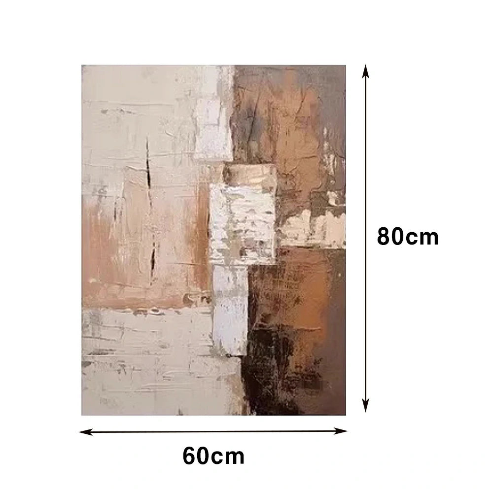 LIVARA Hand-Painted Oil Painting 60/80/120cm - Soft Neutrals and Fluid Shapes Form a Peaceful Centrepiece for Home Walls