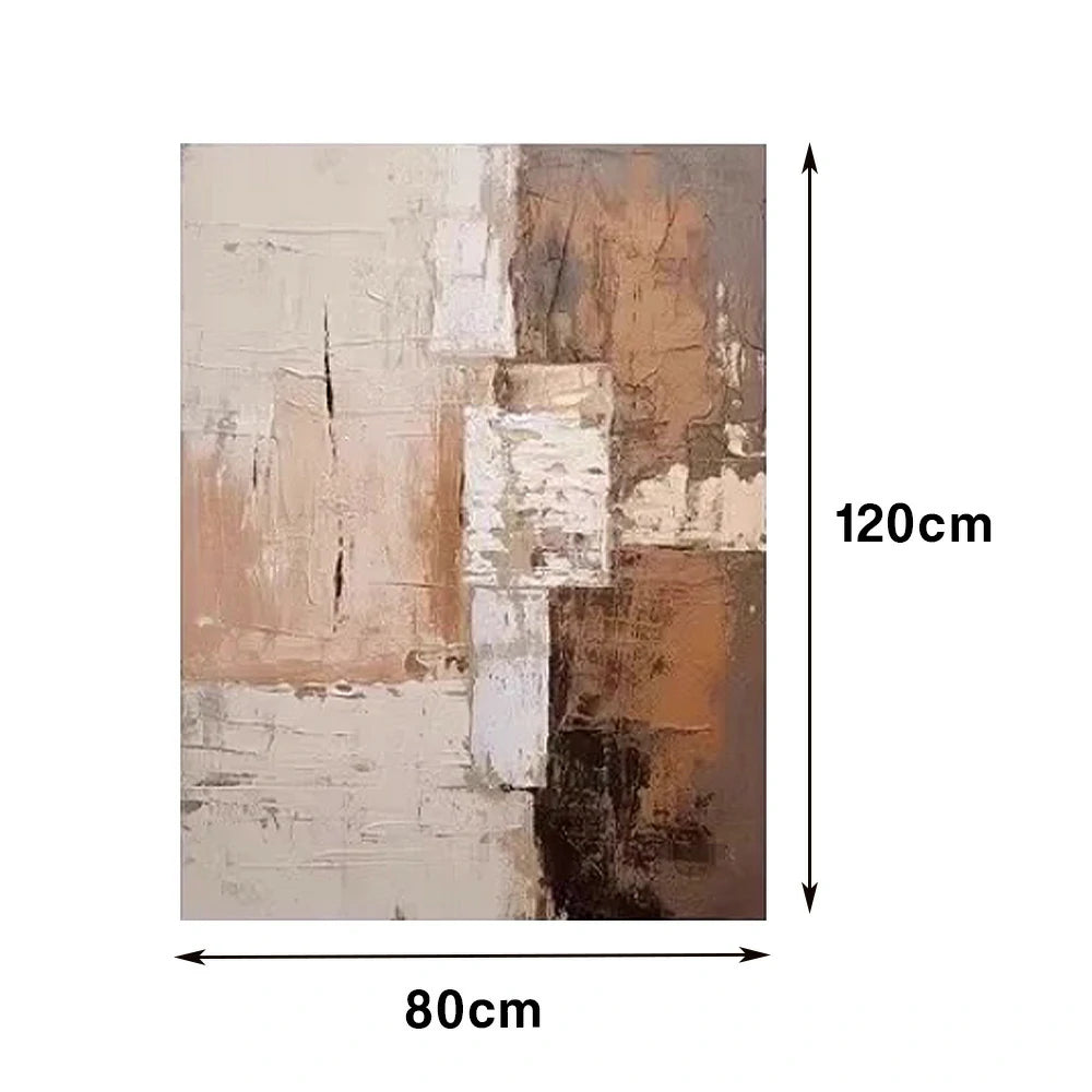 LIVARA Hand-Painted Oil Painting 60/80/120cm - Soft Neutrals and Fluid Shapes Form a Peaceful Centrepiece for Home Walls