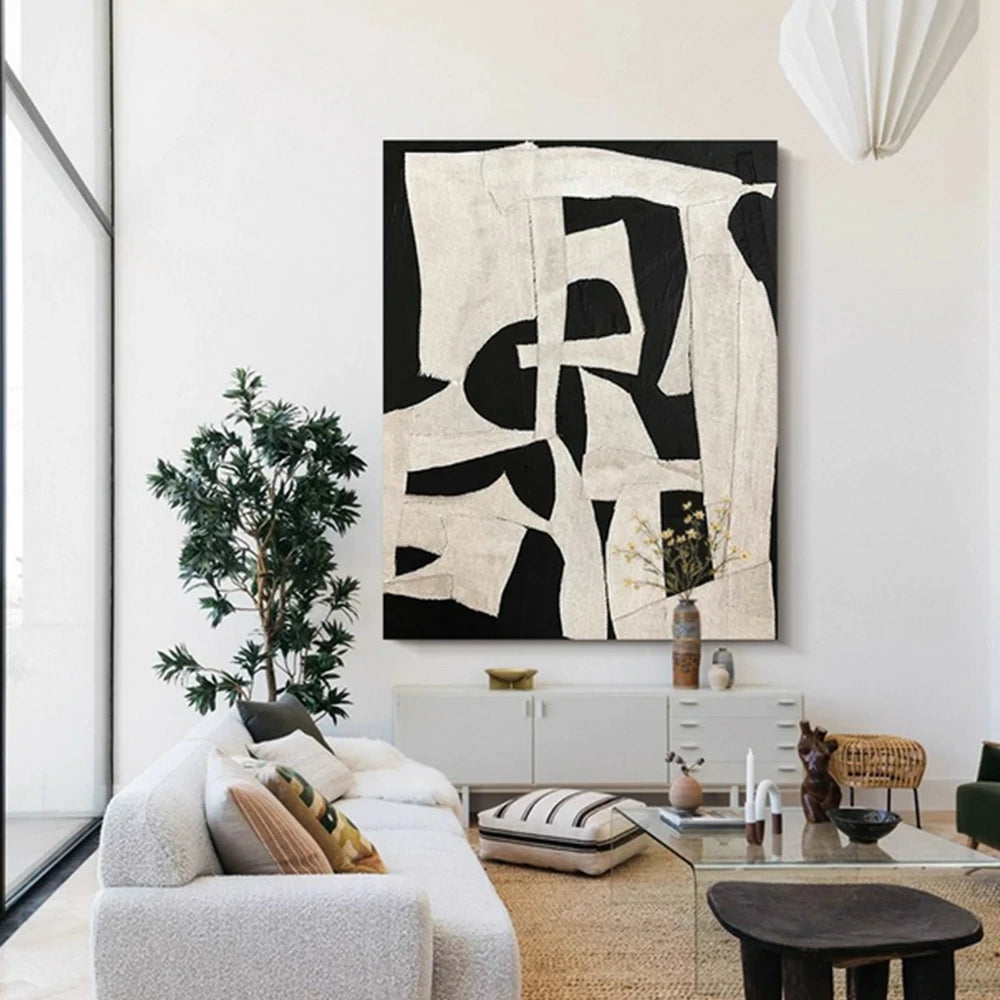 LIVARA Hand-Painted Oil Painting 60/80/120cm - Soft Neutral Shades and Clean Lines Create a Peaceful and Stylish Wall Accent