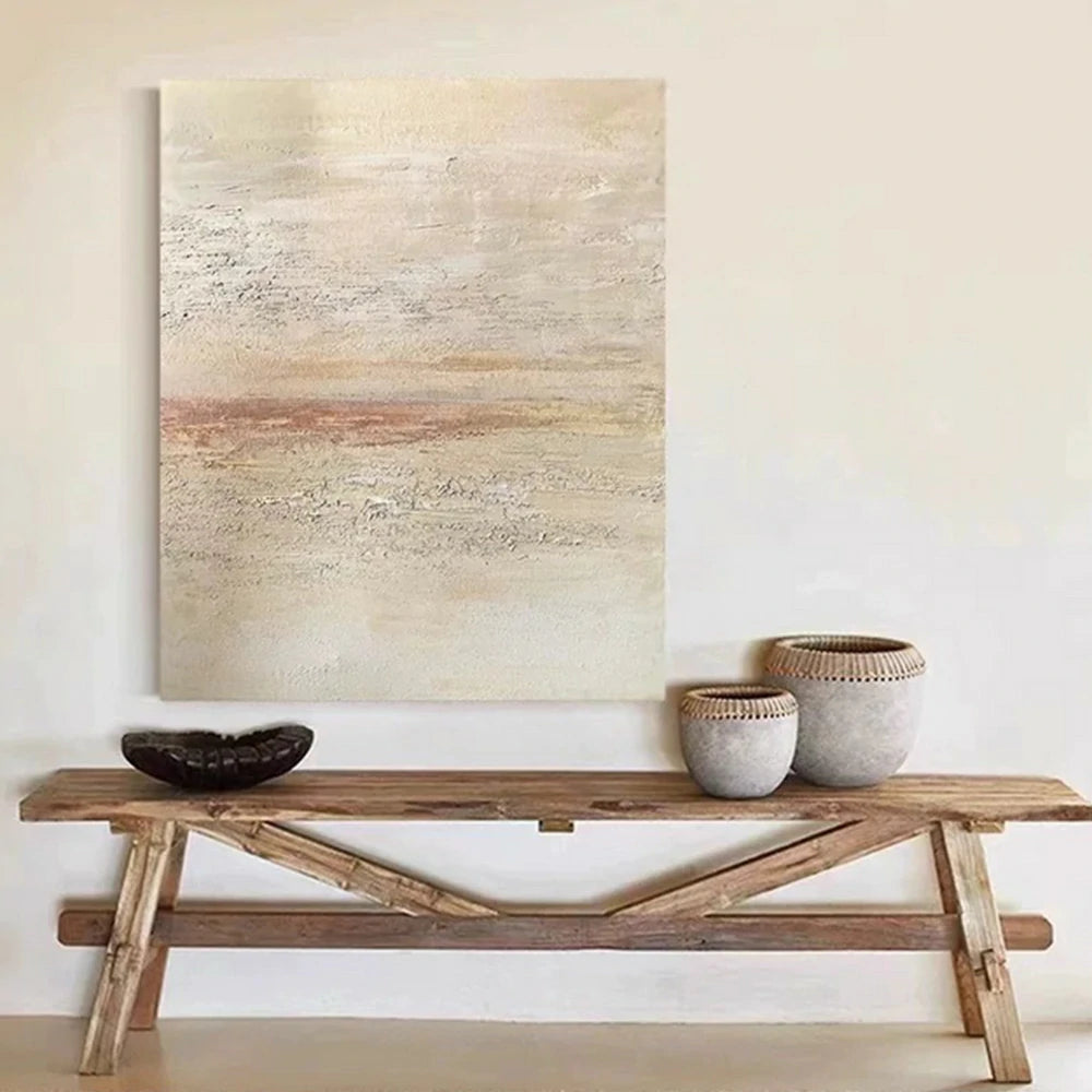 LIVARA Hand-Painted Oil Painting 60/80/120cm - Elegant Neutral Artwork Combining Soft Brush Texture and Refined Contemporary Style