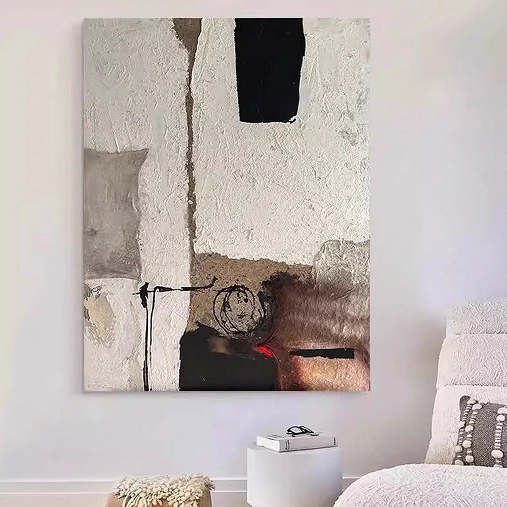 LIVARA Hand-Painted Oil Painting 60/80/120cm - Neutral Abstract Piece That Adds Depth and Balance to Minimalist Home Décor