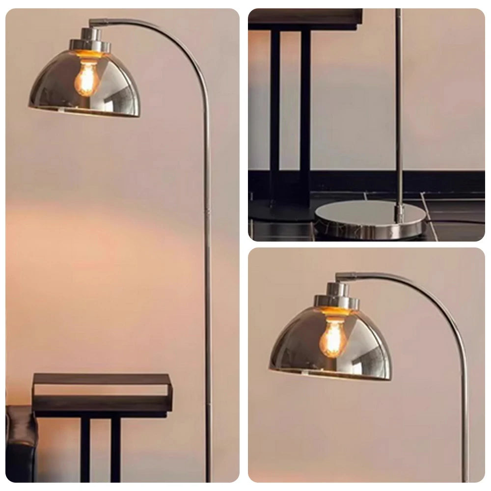 LIVARA Floor Lamp Soft Ambient Lighting Glass Shade Iron Base with Foot Switch Geometric Design