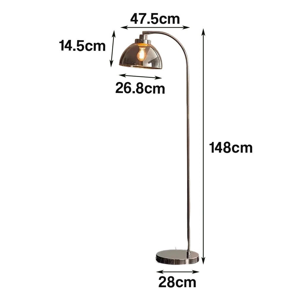 LIVARA Floor Lamp Soft Ambient Lighting Glass Shade Iron Base with Foot Switch Geometric Design