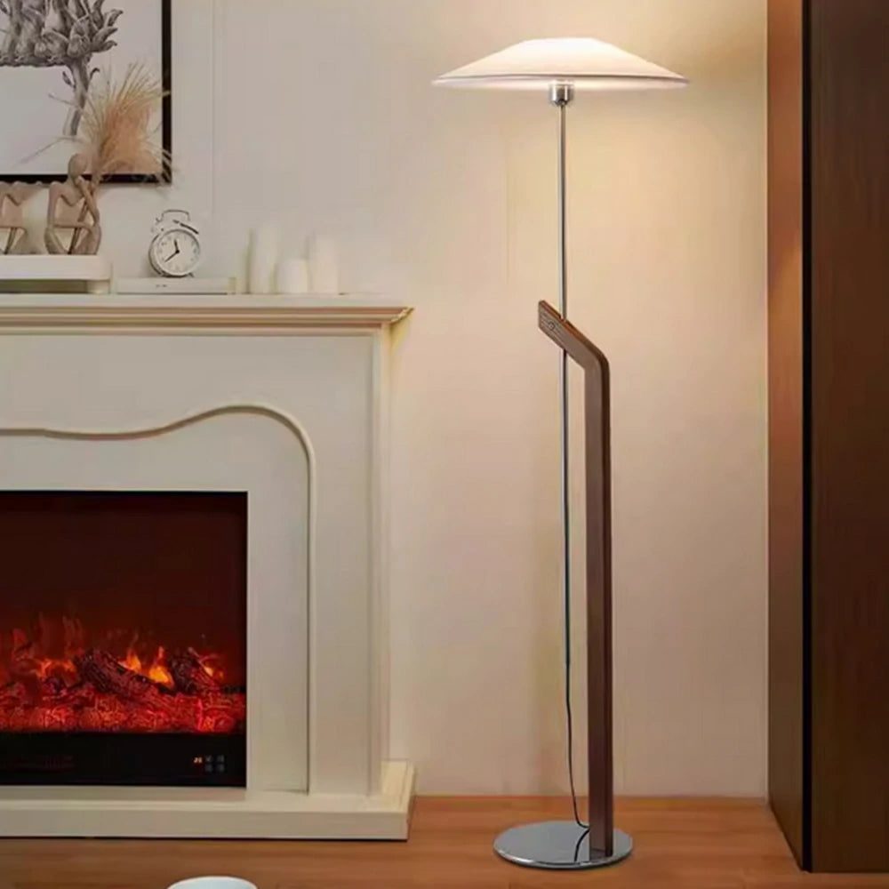 LIVARA Height Adjustable Floor Lamp 3 Colour Lighting Fabric Shade Iron Base Durable Metal Design