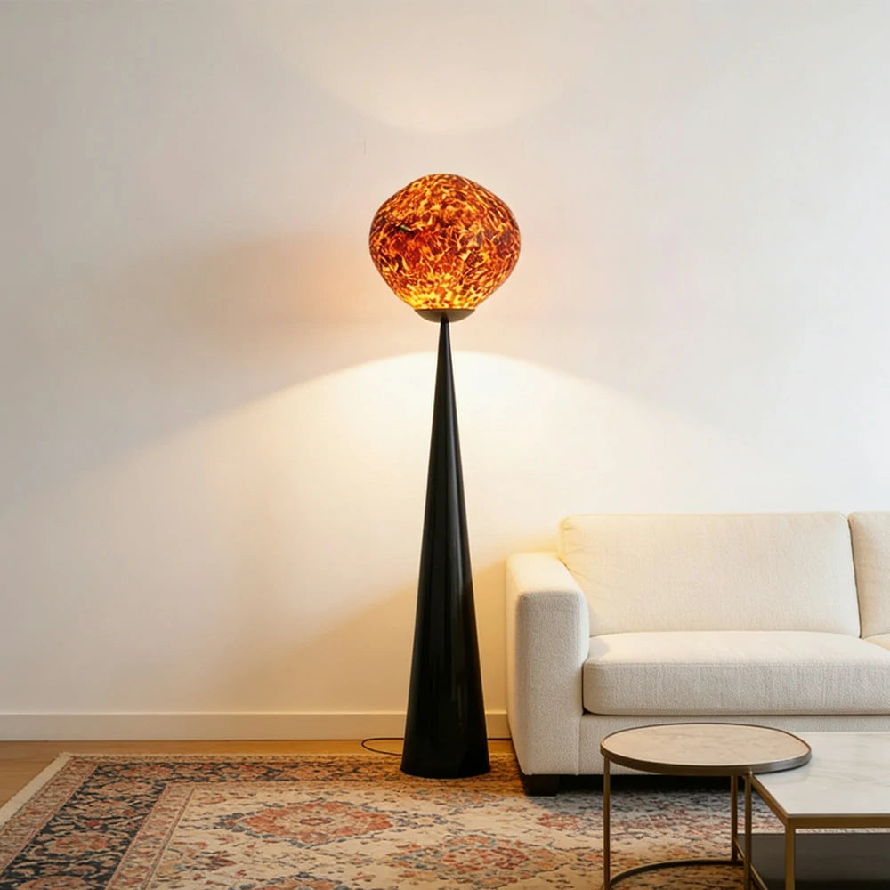 LIVARA Single Head Floor Lamp Volcanic Light Effect Soft Ambient Lighting Acrylic Shade E27 Bulb Artistic Design