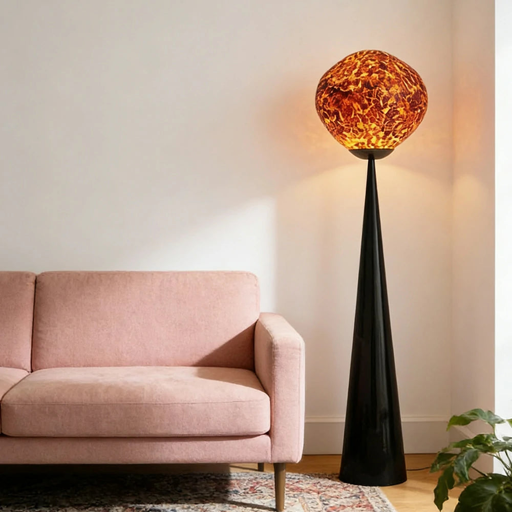 LIVARA Single Head Floor Lamp Volcanic Light Effect Soft Ambient Lighting Acrylic Shade E27 Bulb Artistic Design