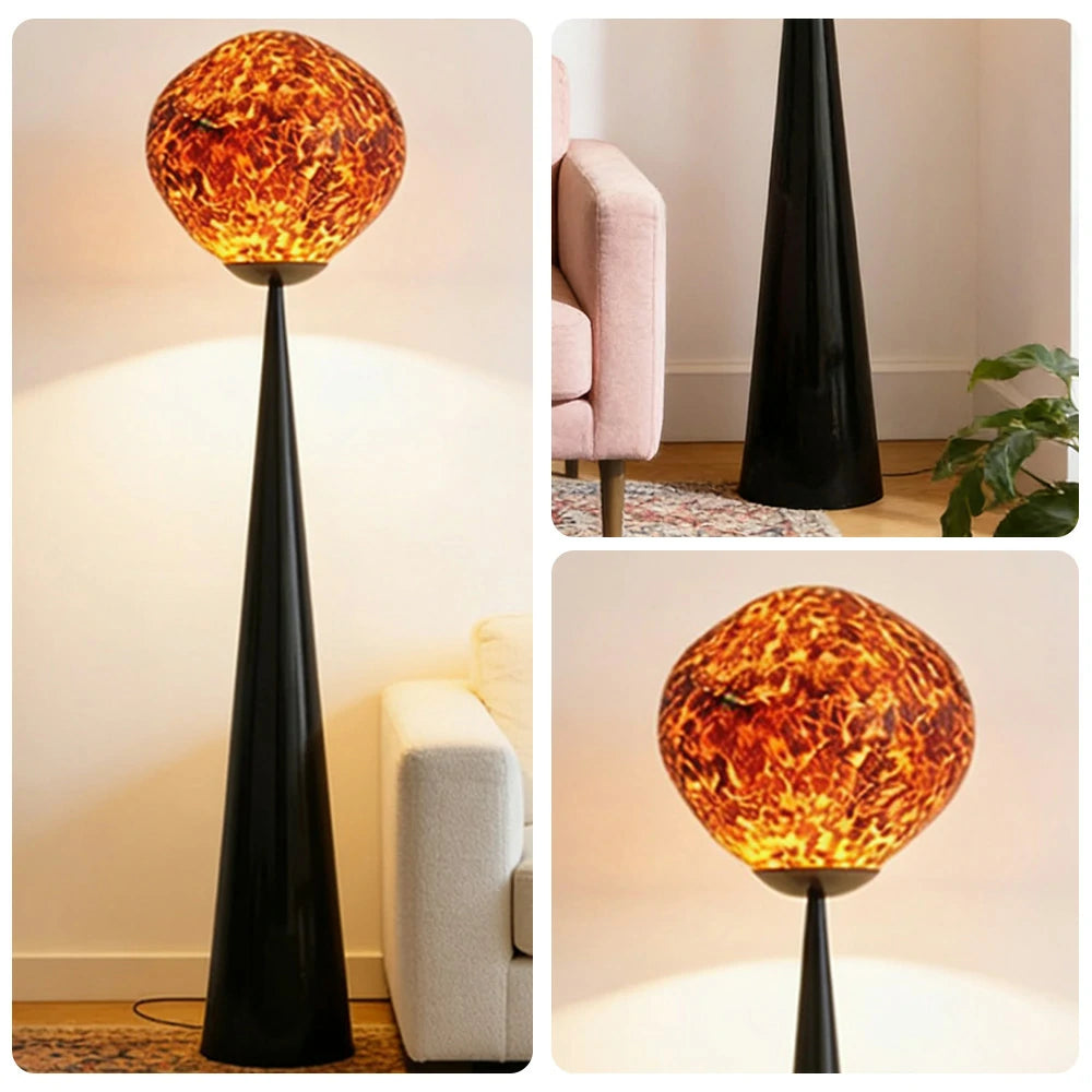 LIVARA Single Head Floor Lamp Volcanic Light Effect Soft Ambient Lighting Acrylic Shade E27 Bulb Artistic Design