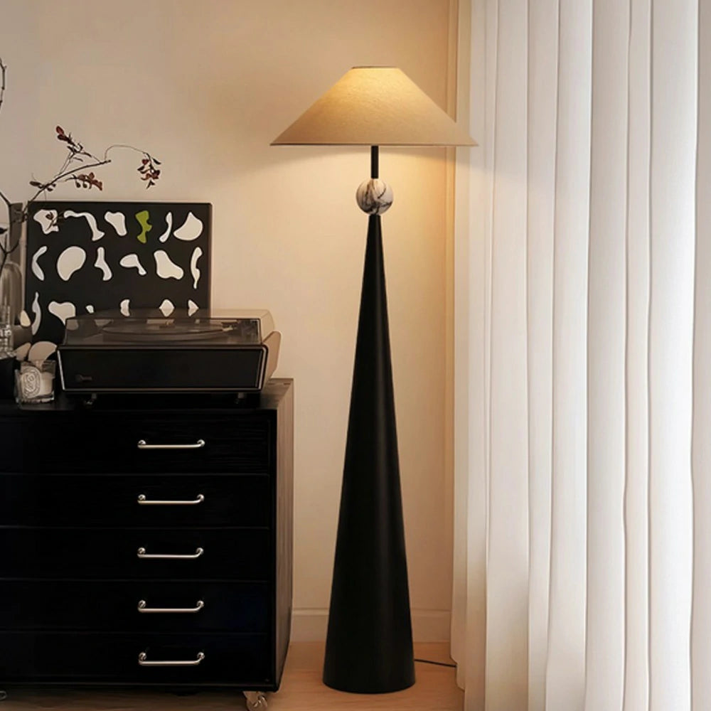 LIVARA Floor Lamp Soft Ambient Lighting Burlap Shade Iron Body Foot Switch Artistic Design