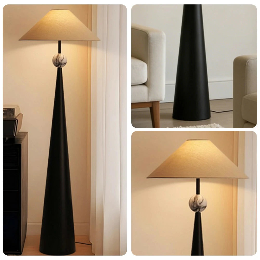 LIVARA Floor Lamp Soft Ambient Lighting Burlap Shade Iron Body Foot Switch Artistic Design