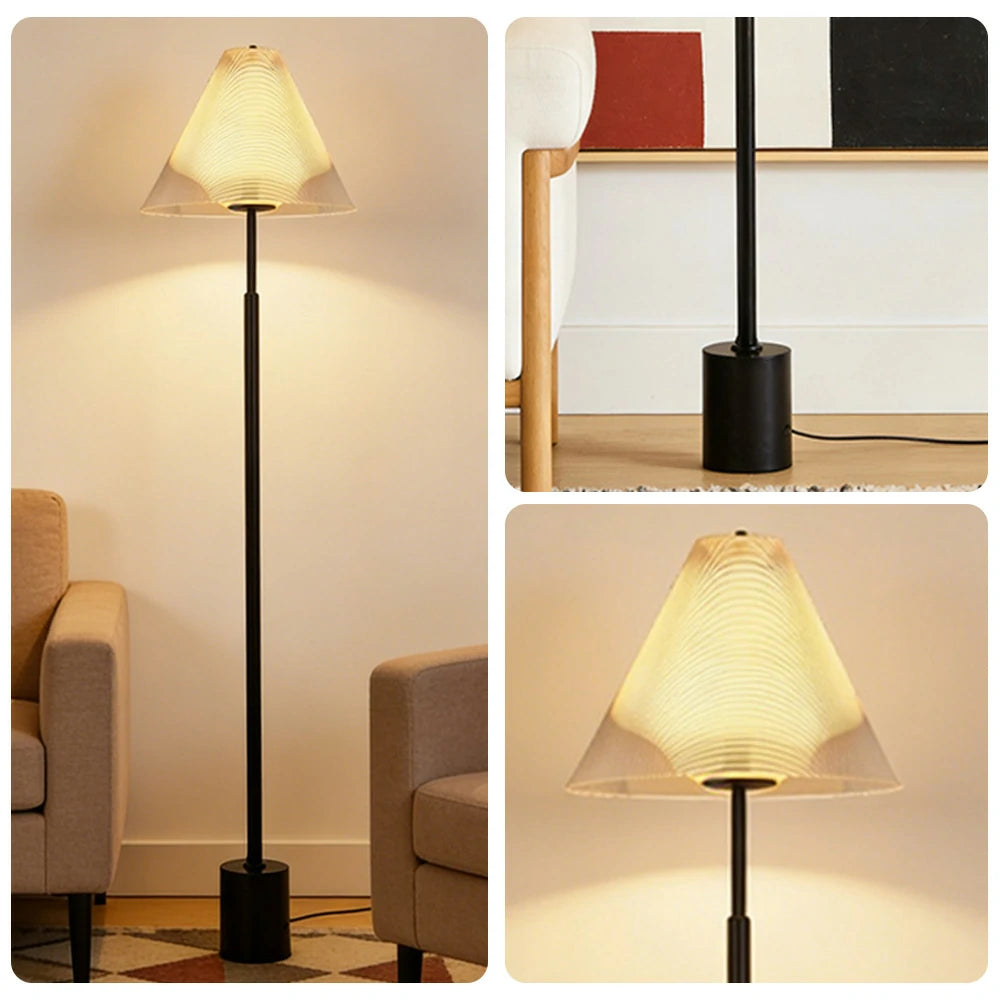 LIVARA Floor Lamp 3 Lighting Modes White Jade Glass Diffuser Marble Base Artistic Design