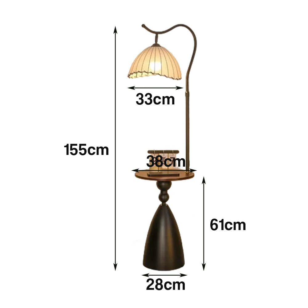 LIVARA Floor Lamp 3 Lighting Modes Ingot Shade Cotton-Linen Shade Walnut Wood Base Foot Switch