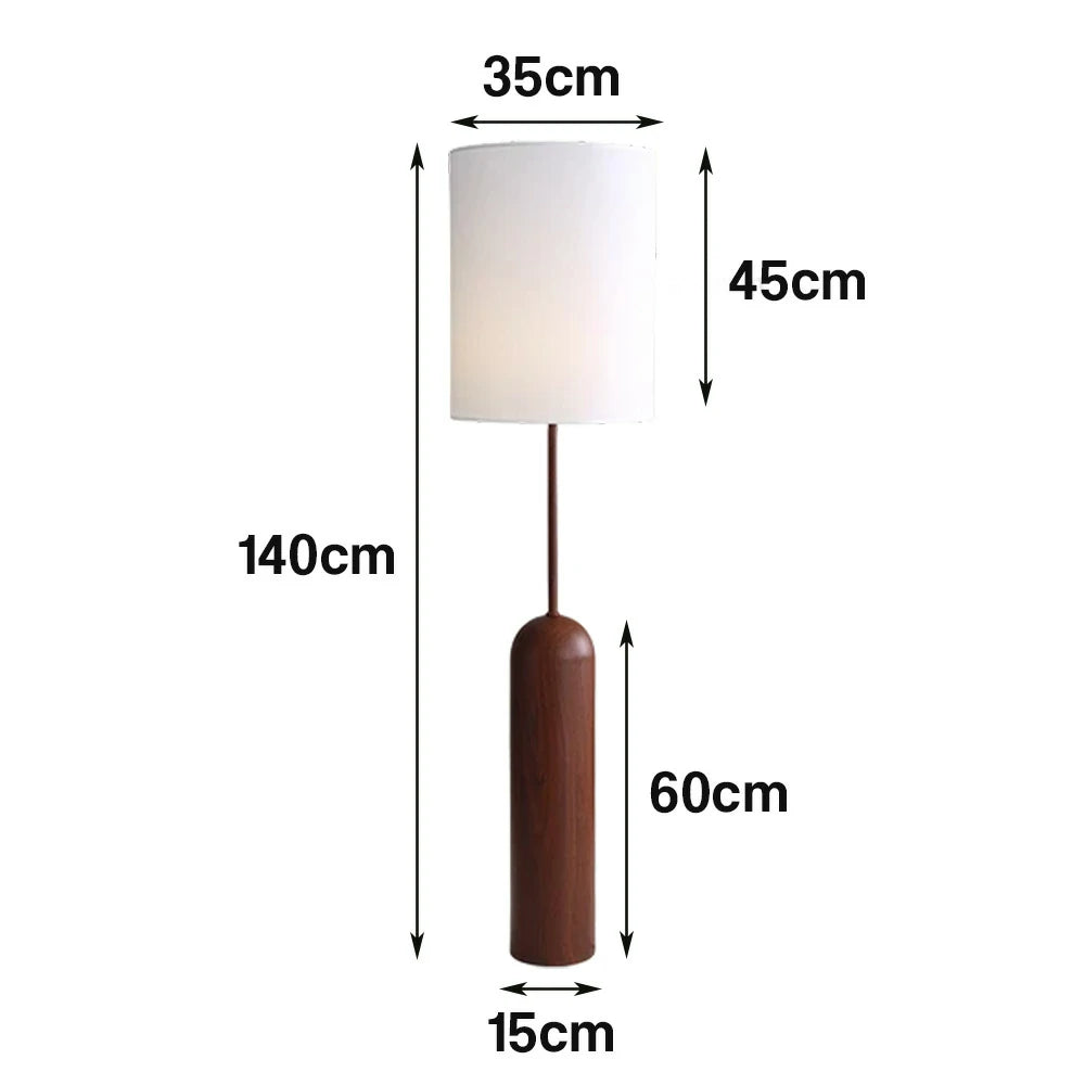 LIVARA Floor Lamp 3 Lighting Modes Linen Shade Water Transfer Texture Walnut Wood Base Foot Switch