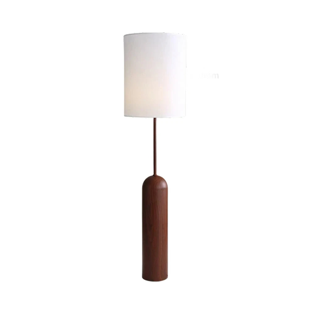 LIVARA Floor Lamp 3 Lighting Modes Linen Shade Water Transfer Texture Walnut Wood Base Foot Switch