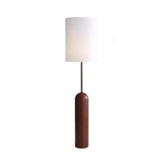 LIVARA Floor Lamp 3 Lighting Modes Linen Shade Water Transfer Texture Walnut Wood Base Foot Switch